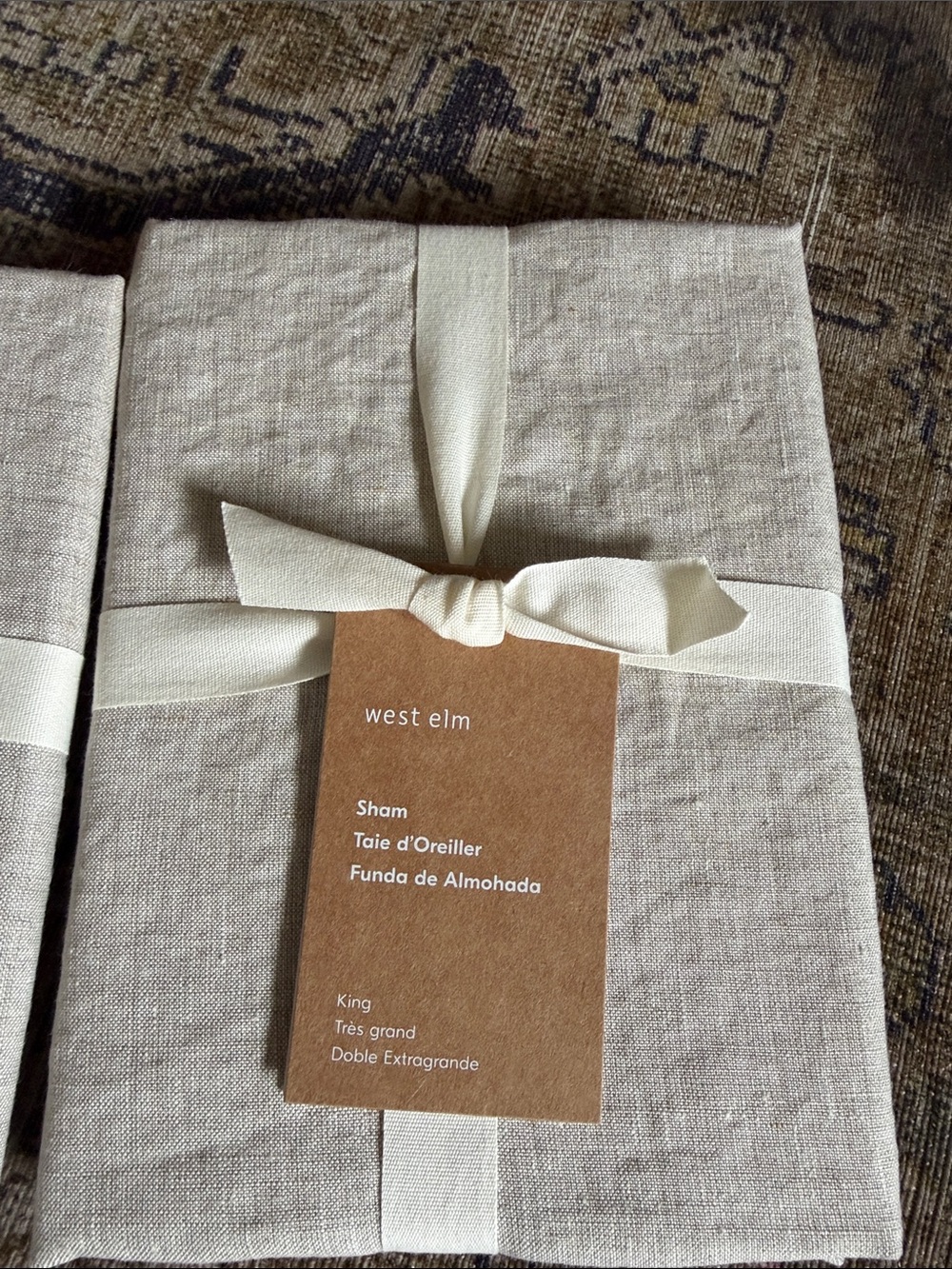 West Elm European Flax Linen Sham in Natural Color NEW size King Set of 2 - Picture 8 of 10
